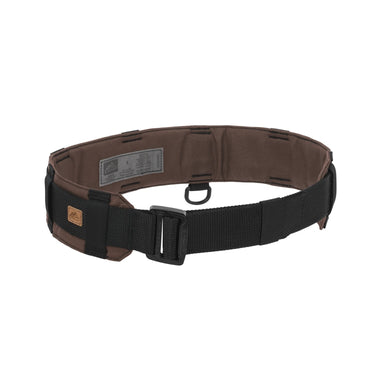 Earth-brown and black bushcraft belt with adjustable webbing and square buckle