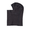 Black balaclava with face opening and high neck panel, flat lay view