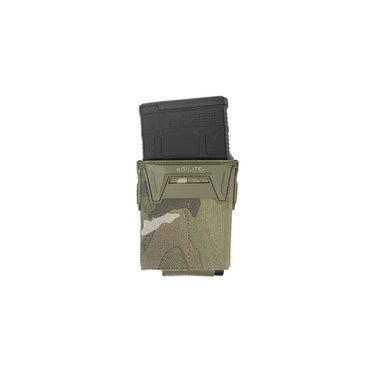 Agilite .308 single magazine pouch in Multicam, front view with top magazine opening
