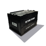 Black collapsible storage container with hinged lid and side latches
