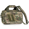 Multicam mini pistol range bag with carry handle, side strap, and front webbing panel