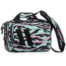 Mini pistol range bag with Miami tiger stripe camo, black straps, top handle, side zipper