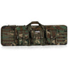 Green camo double rifle case with padded handle and front hook-and-loop pouch