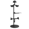 Black tactical gear stand with side arms and round base