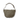 Olive drab canvas newspaper bag, back view with seam details and short handle.