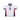 White jersey polo shirt with navy collar, red side stripes, and chest crest logo