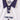White jersey polo shirt with navy collar, globe emblem, and button placket