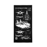 Black F-14 Tomcat towel with white blueprint-style aircraft diagrams