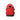 Red Mini 3 Day Lite backpack, back view with black logo patch and zipper pocket