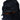 Black mini day backpack front view with large zip pocket and logo patch