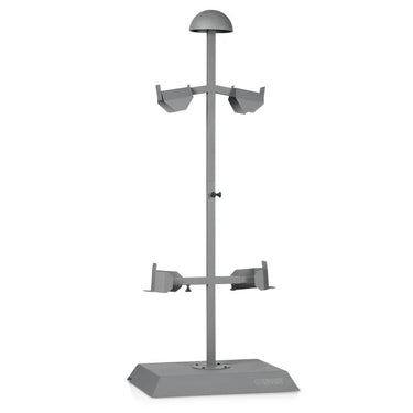 SW grey tactical gear rack stand, vertical post with four side clips