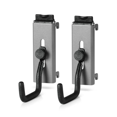 SW Grey adjustable J-hooks, 2-pack with round lock knob on wall mount