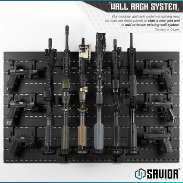 Wall rack panel system with multiple slat panels and rows of mounting hooks