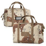 Mini duffle bag set in desert camo, with top handles and hook-and-loop patch panel