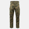 Green camouflage field pants with zip fly, belt loops, and multiple cargo pockets