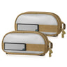 Flat dark earth and white hook-and-loop backing pouches, dual zippered organizers, 2-pack