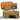 2-pack utility pouches in tan and orange, zippered with webbing handles and front labels