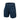 Denim cargo shorts in dark blue with elastic waistband and side flap utility pockets