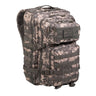 Assault 36L backpack in digital camouflage with multiple zip pockets and MOLLE webbing