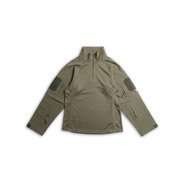 Gen I tactical quarter-zip shirt in olive green with long sleeves and front zipper