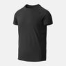 Black quick-dry crew neck T-shirt with short sleeves and side pocket