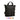 Black patterned tote bag with top handles and side drawstring straps
