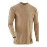 Sand thermal undershirt with crew neck and long sleeves, side view with patch