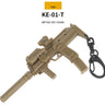 Tan MP7A2 rifle keychain with key ring and chain