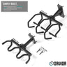 Obsidian black wall-mounted rifle rack system with adjustable stock and barrel cradles