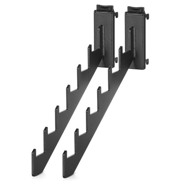 Obsidian black slant-arm wall clothes rack arms with hanging hooks, steel