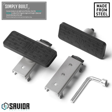 Magnetic pistol wall mount rack system, black and tan mounts with mounting hardware