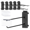 Black steel wall rack peg hooks with clear organizer bins included