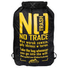 Black 10L dirt bag with top roll closure and yellow No Trace graphic