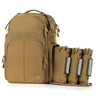 Flat Dark Earth competition backpack with side MOLLE panels and padded front pocket