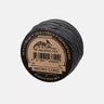 Black micro cord spool, tightly wound rope with label
