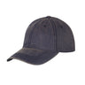 Dark gray washed cotton snapback cap with curved brim