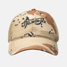 Camouflage trucker cap with Helikon-Tex front patch and curved brim