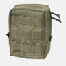 Olive cargo pouch with MOLLE webbing and elastic cord pulls