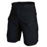 Men's black ripstop cargo shorts with elastic waistband and side pocket