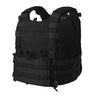 Black tactical vest with MOLLE webbing and padded front panels