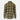 Plaid button-up shirt back view with long sleeves in olive and tan check pattern.