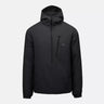Lightweight hooded jacket in black with front zip and drawstring hood