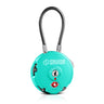 Bright teal 3-digit cable lock with steel cable loop and dial
