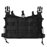 Black MOLLE tactical flap pouch with elastic top cords and side mounting straps