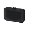 Black admin pouch with hook-and-loop front panel and bungee cord closure
