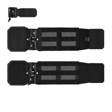 Black tactical cummerbund with quick-release buckle and mesh panel inserts