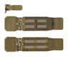 Coyote fabric tactical cummerbund with quick-release buckle and mesh panel inserts