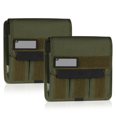 OD green rifle magazine pouch 2-pack, two flap-front pouches with label panels and elastic slots