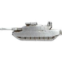 Military tank pin with green armored body and silver turret detail