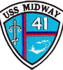 US Military USN USS Midway Shield 41 (3-1/8") Patch Iron On